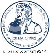 Blue And White Pilot Mail Stamp Design