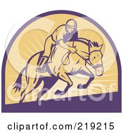 Retro Purple And Yellow Horse Racing Logo