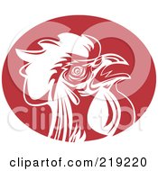 Royalty Free RF Clipart Illustration Of A Red And White Rooster Logo