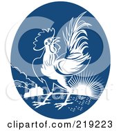 Poster, Art Print Of Blue And White Rooster Logo