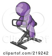 Purple Man Exercising On A Stationary Bicycle
