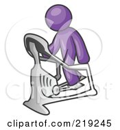 Poster, Art Print Of Purple Man Exercising On A Stair Climber During A Cardio Workout In A Fitness Gym