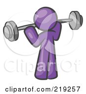 Purple Man Lifting A Barbell While Strength Training