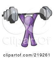 Clipart Illustration Of A Purple Man Lifting A Barbell While Strength Training