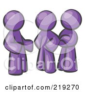 Group Of Three Purple Men Talking At The Office