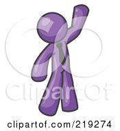 Clipart Illustration Of A Friendly Purple Man Greeting And Waving by Leo Blanchette