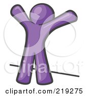 Royalty Free RF Clipart Illustration Of A Purple Man Up Against A Wall His Arms Up Prepared To Be Searched