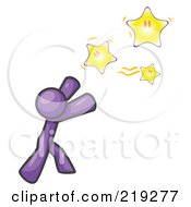 Poster, Art Print Of Purple Man Reaching For The Stars