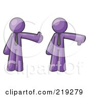 Clipart Illustration Of A Purple Business Man Giving The Thumbs Up Then The Thumbs Down