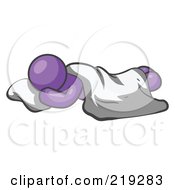 Poster, Art Print Of Comfortable Purple Man Sleeping On The Floor With A Sheet Over Him