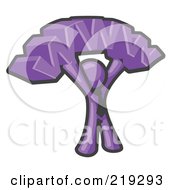 Clipart Illustration Of A Proud Purple Business Man Holding WWW Over His Head