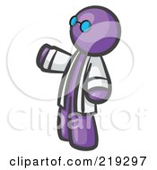 Purple Man Scientist Wearing Blue Glasses And A Lab Coat