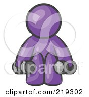 Poster, Art Print Of Purple Man Lifting Dumbbells While Strength Training