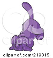 Clipart Illustration Of A Scared Purple Tick Hound Dog Covering His Head With His Front Paws
