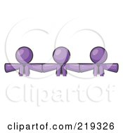 Three Purple Businessmen Wearing Ties Standing Arm To Arm Symbolizing Team Work Support Interlinking Interventions Etc by Leo Blanchette