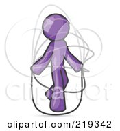 Poster, Art Print Of Purple Man Jumping Rope During A Cardio Workout Clipart Illustration
