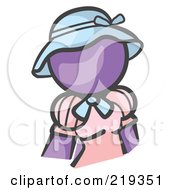 Purple Woman Avatar In A Pink Dress And Blue Hat