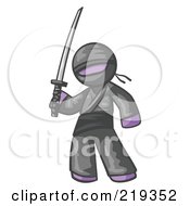 Poster, Art Print Of Purple Man Ninja Holding A Sword