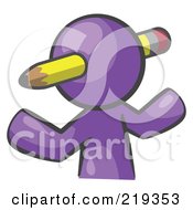 Poster, Art Print Of Purple Man Avatar Writer With A Pencil Through His Head