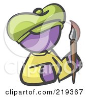 Royalty Free RF Clipart Illustration Of A Purple Woman Avatar Artist Holding A Paintbrush by Leo Blanchette