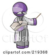 Poster, Art Print Of Purple Man Professor Holding A Pointer Stick And An Open Book