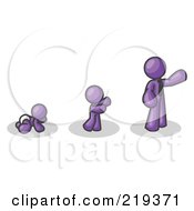 Poster, Art Print Of Purple Man In His Growth Stages Of Life As A Baby Child And Adult