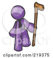 Royalty Free RF Clipart Illustration Of A Purple Man Holding A Cane by Leo Blanchette