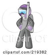 Purple Design Mascot Man In Scuba Gear