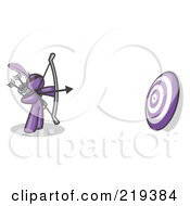 Poster, Art Print Of Purple Man Aiming A Bow And Arrow At A Target During Archery Practice