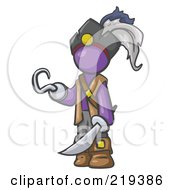 Purple Man Pirate With A Hook Hand And A Sword