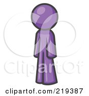 Purple Design Mascot Man Standing Up Straight