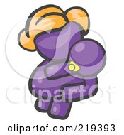 Royalty Free RF Clipart Illustration Of A Purple Woman Avatar Mother Holding Her Baby