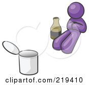 Purple Design Mascot Man Bum With Alcohol And A Can