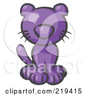 Poster, Art Print Of Cute Purple Kitty Cat Looking Curiously At The Viewer