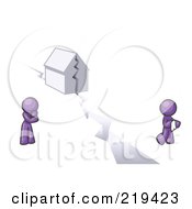 Purple Design Mascot Man And Woman With A House Divided
