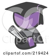 Poster, Art Print Of Purple Man Avatar Graduate Holding A Diploma