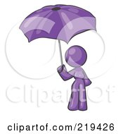 Poster, Art Print Of Purple Design Mascot Woman Under An Umbrella