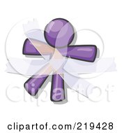 Royalty Free RF Clipart Illustration Of A Purple Design Mascot Man Restrained With Tape by Leo Blanchette