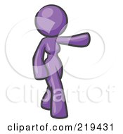 Purple Design Mascot Woman Presenting