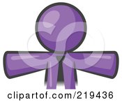 Poster, Art Print Of Purple Businessman Wearing A Tie Facing Front And Holding His Arms Out At His Sides Perhaps Ready To Hug Someone Or Symbolizi