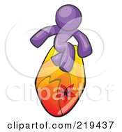 Royalty Free RF Clipart Illustration Of A Purple Design Mascot Man Surfing On A Board by Leo Blanchette