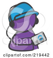 Purple Man Avatar Holding An Mp3 Player
