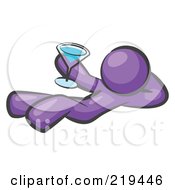 Poster, Art Print Of Purple Man Kicking Back And Relaxing With A Martini Beverage