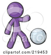 Purple Man Kicking A White Ball