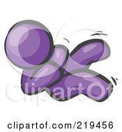 Poster, Art Print Of Happy Purple Man Rolling On The Floor And Giggling With Laughter