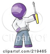 Poster, Art Print Of Purple Man Electrician Holding A Screwdriver