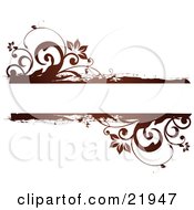 Poster, Art Print Of Red And Brown Flowers And Vines Framing A Text Space On A White Background