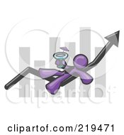 Poster, Art Print Of Purple Business Owner Man Relaxing On An Increase Bar And Drinking Finally Taking A Break