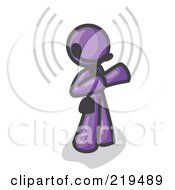Poster, Art Print Of Purple Customer Service Representative Taking A Call With A Headset In A Call Center