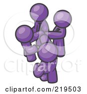 Royalty Free RF Clipart Illustration Of A Group Of Purple Businessmen Going In Together On A Deal